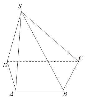 Vẽ hình biểu diễn của hình chóp S.ABCD có đáy ABCD là hình thang với hai cạnh AB song song với CD và AB = 4dm, CD = 6dm (ảnh 1)
