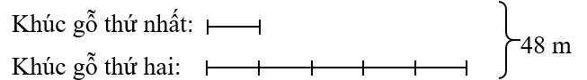 Một khúc gỗ dài 48 m được cắt thành hai khúc nhỏ, khúc thứ hai dài gấp 5 lần khúc thứ nhất. Hỏi mỗi khúc dài bao nhiêu mét? (ảnh 1)
