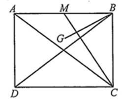 Cho hình chữ nhật ABCD,AB = 4a,AD = 3a. Gọi M là trung điểm của AB,G là trọng tâm tam giác ACM như hình dưới. (ảnh 1)