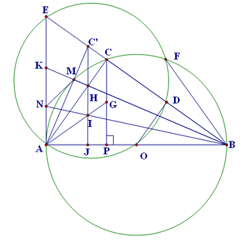 Cho đường tròn tâm O đường kính AB và điểm C thuộc đường tròn (với C khác A và B). Tiếp tuyến của đường tròn (O) tại A cắt BC tại E. Gọi D là trung điểm của BC.
(a) Chứng minh rằng tứ giác AO (ảnh 1)