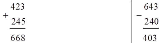 Đặt tính rồi tính:  423 + 245 (ảnh 1)