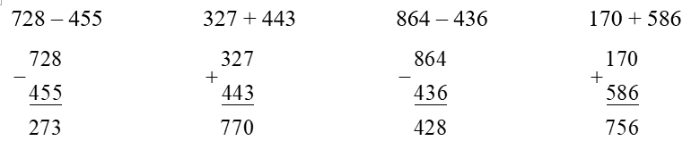 Đặt tính rồi tính.  728 – 455 (ảnh 1)