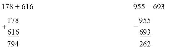 Đặt tính rồi tính.  178 + 616 (ảnh 1)