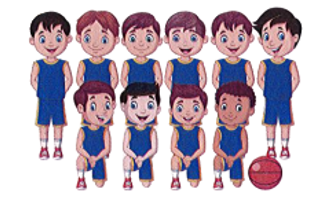 Quan sát bức tranh rồi viết phép nhân hoặc phép chia thích hợp  Đội bóng rổ của lớp 2A chia làm 2 đội nhỏ để luyện tập với nhau.  (ảnh 1)