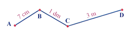 Độ dài của đường gấp khúc ABCD là:    (ảnh 1)