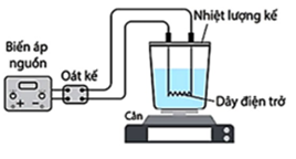 Hình vẽ bên là thí nghiệm xác định nhiệt hoá hơi riêng của nước. (ảnh 1)