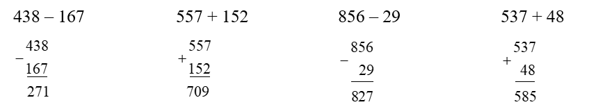 Đặt tính rồi tính.  438 – 167 (ảnh 1)