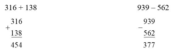 Đặt tính rồi tính.  316 + 138 (ảnh 1)