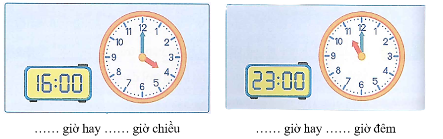 Số ?   	  …… giờ hay …… giờ chiều	…… giờ hay …… giờ đêm (ảnh 1)