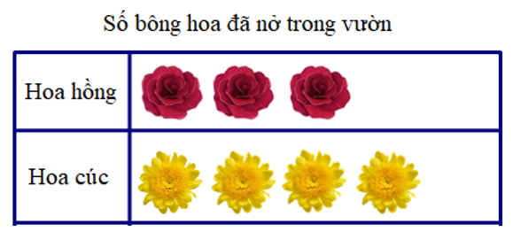 Quan sát biểu đồ tranh sau rồi trả lời các câu hỏi:  b) Có bao nhiêu bông hoa mỗi loại đã nở? (ảnh 1)