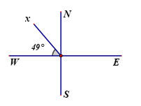 Góc có số đo 49 độ trong hình dưới đây được kí hiệu là (ảnh 1)