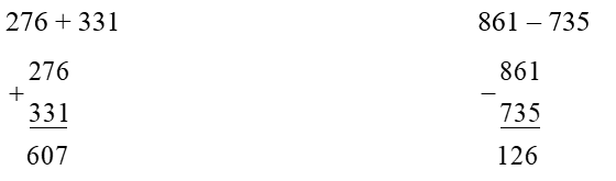 Đặt tính rồi tính  276 + 331 (ảnh 1)