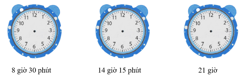 Vẽ thêm kim giờ và kim phút để đồng hồ chỉ giờ phù hợp:    (ảnh 1)