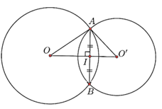 Cho hai đường tr&ograve;n \[\left( {O;\,\,17} \right)\] v&agrave; \[\left( {O';\,\,10} \right)\] cắt nhau tại \[A\] v&agrave; \[B\]. Biết \[OO' = 21\]. T&iacute;nh \[AB\]. (Đơn vị: cm). (ảnh 1)