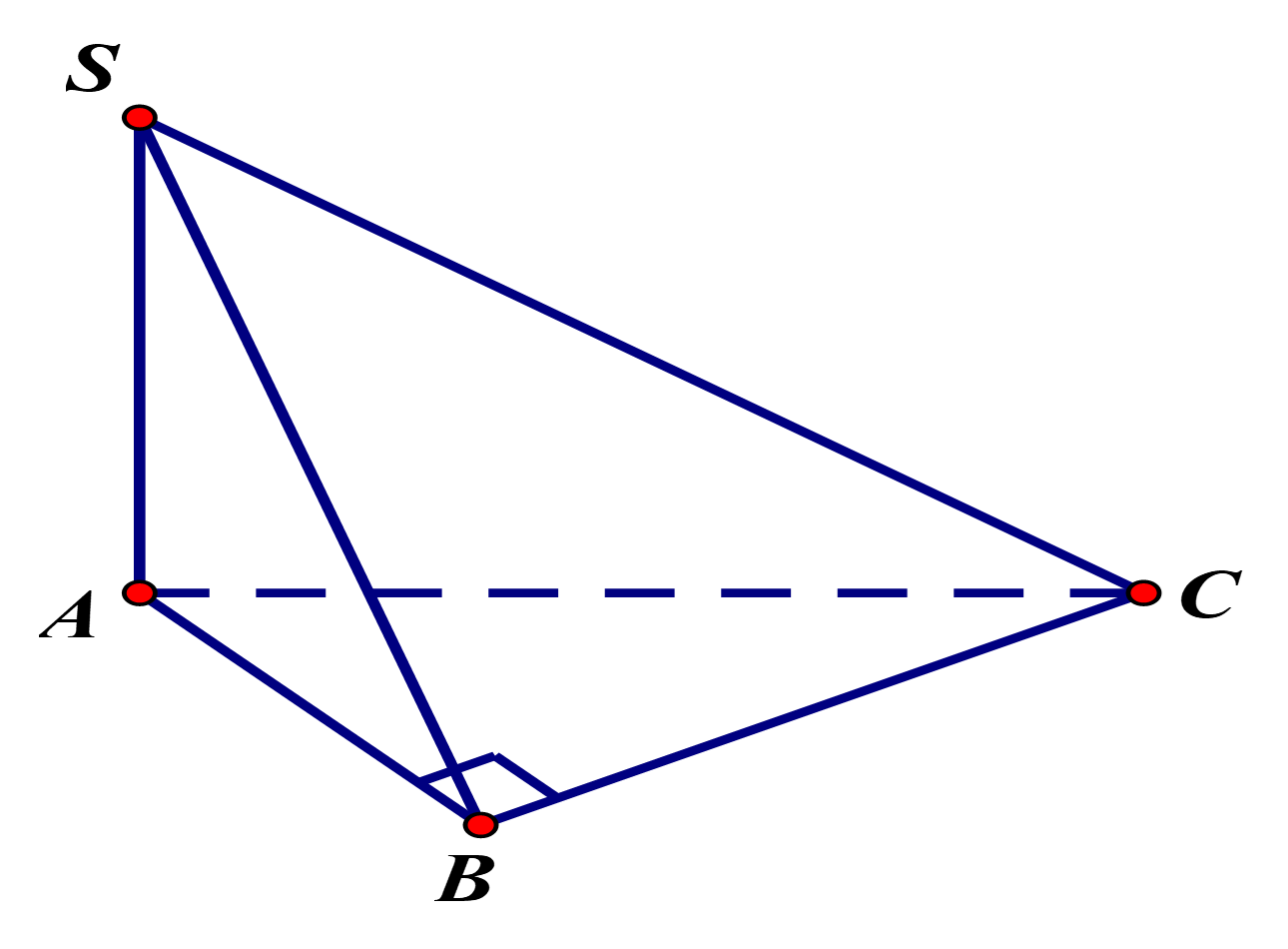 Tam gi&aacute;c \(ABC\)vu&ocirc;ng tại \(B\)n&ecirc;n \(AB \bot BC\) (2).  Từ (1) v&agrave; (2), suy ra \(BC \bot \left( {S (ảnh 1)
