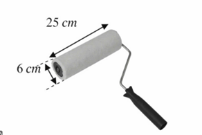 Một c&aacute;i trục lăn sơn c&oacute; dạng h&igrave;nh trụ. Đường k&iacute;nh ống l&agrave; 6cm, chiều d&agrave;i trục l&agrave; 25cm (Cho \[\pi  = 3,14\]) a) T&iacute;nh diện t&iacute;ch x (ảnh 1)