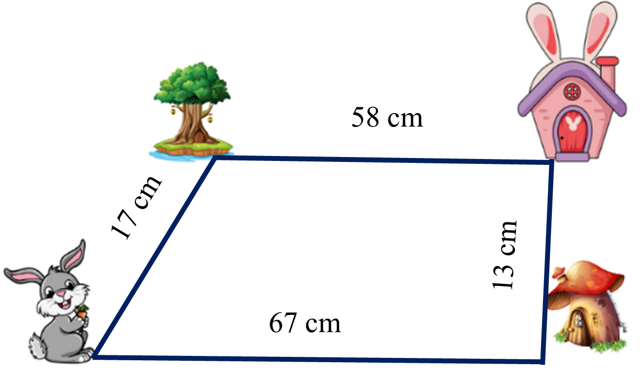 Viết phép tính thích hợp:  Để về được nhà, thỏ phải đi qua gốc cây cổ thụ hoặc nhà nấm.  Quãng đường thỏ về nhà đi qua gốc cây cổ thụ là:  Quãng đường thỏ về nhà đi qua nhà nấm là: (ảnh 1)