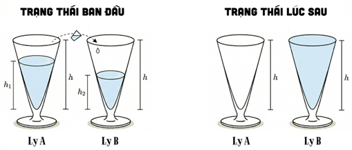 Cho hai chiếc ly A v&agrave; B c&oacute; dạng h&igrave;nh n (ảnh 1)