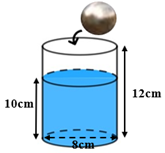 Một cốc nước c&oacute; dạng h&igrave;nh trụ với đường k&iacute;nh đ&aacute;y bằng \(8\) cm, chi (ảnh 1)