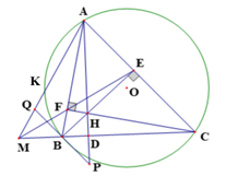 Cho \(\Delta ABC\) nhọn (\(AB < AC\)) nội tiếp đường tr&ograve;n \(( (ảnh 1)