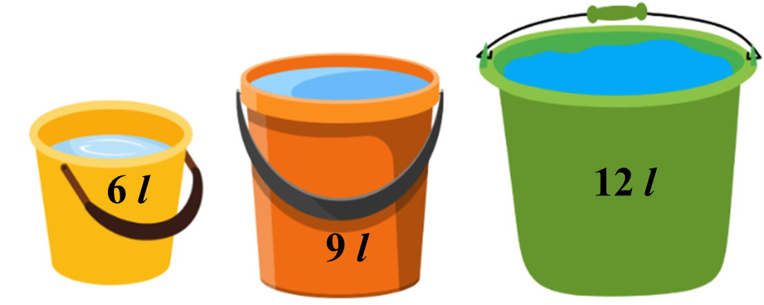 d) Xô thứ nhất chứa được 6 l nước, xô thứ hai chứa được 9 l nước, xô thứ ba chứa được 12 l nước. Cả ba xô chứa được số lít nước là:    A. 27 l nước    B. 28 l nước    C. 29 l nước     D. 30 l nước  (ảnh 1)