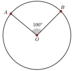 a) Đ&uacute;ng.  Số đo cung lớn \[AB\] l&agrave; \[360^\circ&nbsp; - 100^\circ&nbsp; = 260^\circ .\] (ảnh 1)