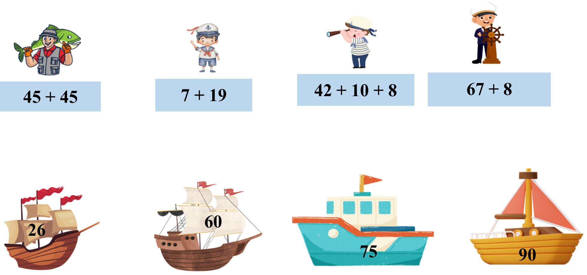 Nối: biểu thức sau 45+45 (ảnh 1)
