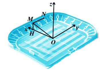 Một s&acirc;n vận động với s&acirc;n b&oacute;ng phẳng h&igrave;nh chữ nhật c&oacute; chấm trắng trung t&acirc;m l&agrave; nơi giao b&oacute;ng, một đường kẻ vạch chia đ&ocirc;i s&acirc;n v&agrave; c&aacute;c kh&aacute;n đ&agrave;i.  (ảnh 1)