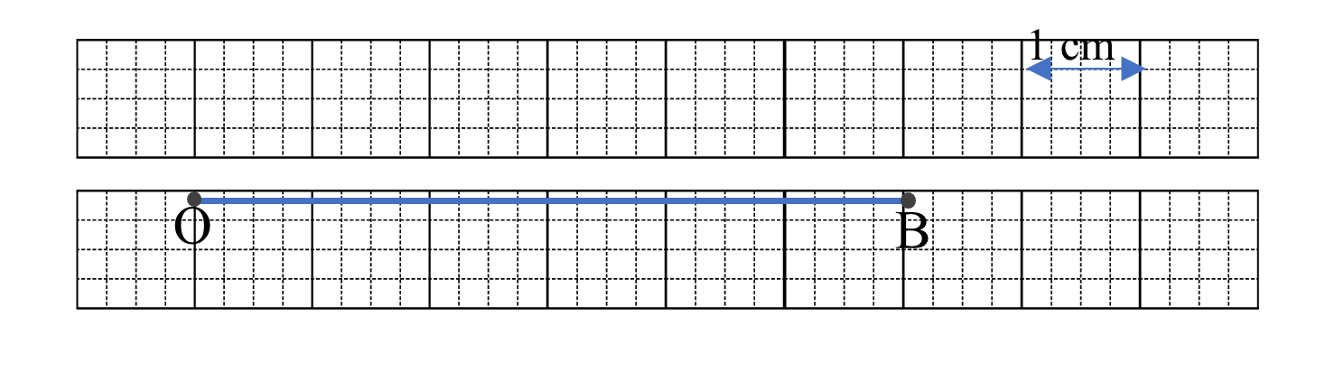 d) Đoạn thẳng OB dài là:    A. 1 cm    B. 5 cm     C. 6 cm    D. 10cm (ảnh 1)