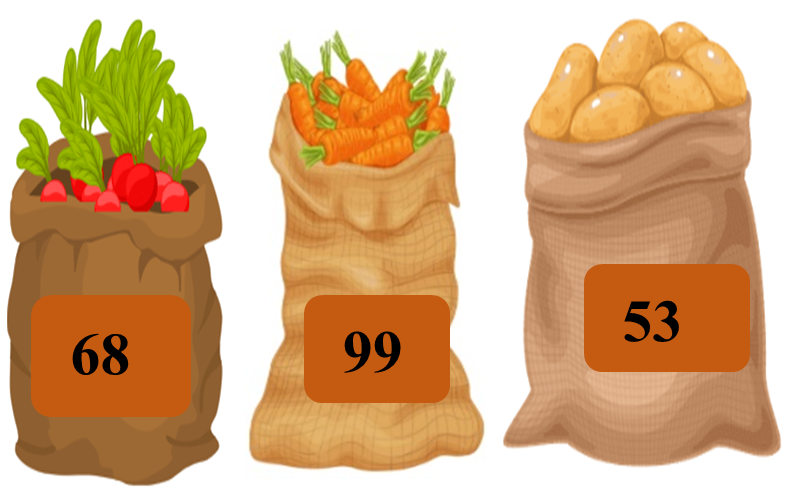 Viết số hoặc phép tính thích hợp     Có .... củ cà rốt, ... củ khoai tây, ... củ dền đỏ.  Số cà rốt nhiều hơn khoai tây là ... củ.  Ta có phép tính: ... (củ)  (ảnh 1)
