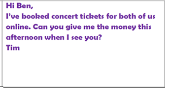 . Look at the message. Circle the letter A, B, C or D to indicate the correct sentence. (ảnh 1)