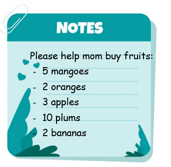  Read and write.           Farmer: Hi, kid. What do you want? Would you like watermelons?  You: _________. I would like 5 _______, please.  Farmer: Ok. And would you like oranges?  You: Yes, we would like ____ oranges, and 3 ______, too. (ảnh 1)
