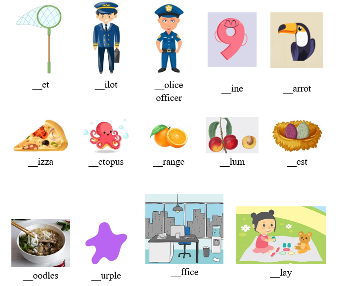 Look and complete the word. Read out loud. (ảnh 1)