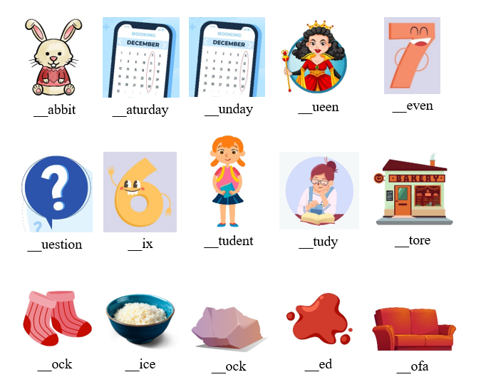 Look and complete the word. Read out loud. (ảnh 1)