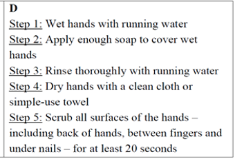 Look at four step-by-step processes for effective hand washing. Circle the letter A, B, C or D to indicate the correct one. (ảnh 4)
