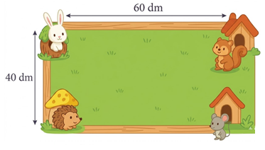 Nhà của bạn Thỏ, Sóc, Nhím và Chuột ở bốn đỉnh của một hình chữ nhật (như bức tranh).     a) Hỏi nhà của bạn Chuột cách nhà bạn Nhím và cách nhà bạn Sóc bao nhiêu đề-xi-mét? (ảnh 1)