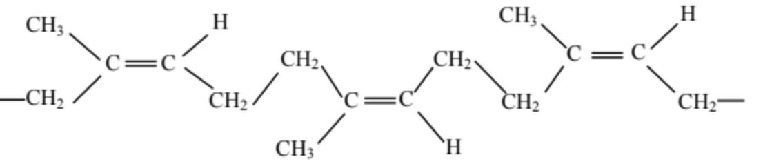Cao su thiên nhiên là một loại polymer có chứa các mắt xích isoprene. Cao su thiên nhiên có phản ứng với lưu huỳnh tạo ra cao su lưu hóa có tính đàn hồi, lâu mòn, chịu nhiệt tốt hơn.  (ảnh 1)