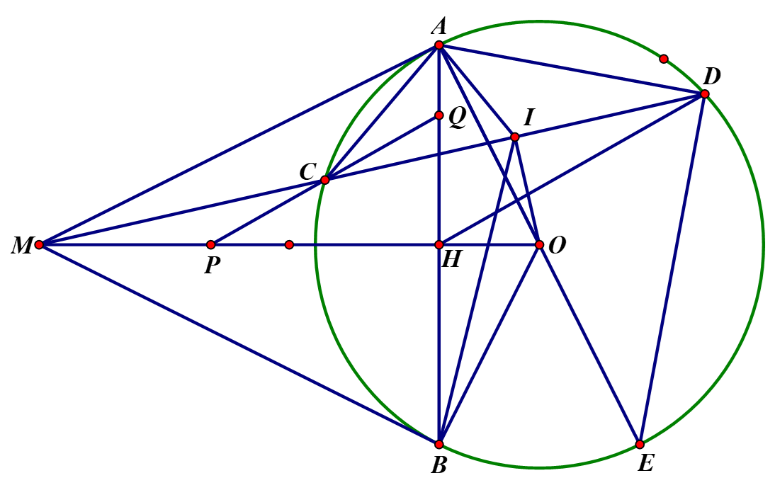 Cho đường tr&ograve;n \[\left( O \right)\] v&agrave; điểm \[ (ảnh 1)