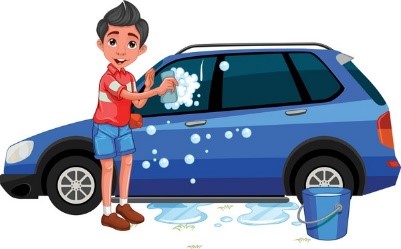 Look and write. He’s __ashing the car. (ảnh 1)