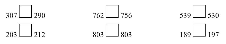 Điền dấu >, <, = vào ô trống (ảnh 1)