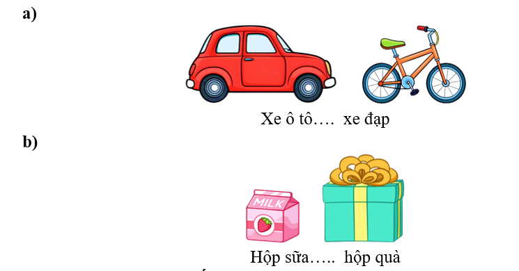Điền “nặng hơn, nhẹ hơn, nặng bằng nhau” thích hợp vào ô trống. (ảnh 1)