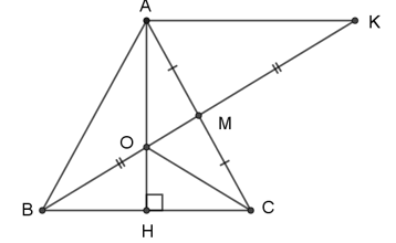Cho tam giác ABC cân tại A, vẽ AH vuông góc với BC tại H.  a) Chứng minh: tam giác AHB = tam giác AHC.  b) Vẽ đường trung tuyến BM của tam giác ABC. Trên tia đối của tia MB, lấy điểm K sao cho MK = MB. (ảnh 1)