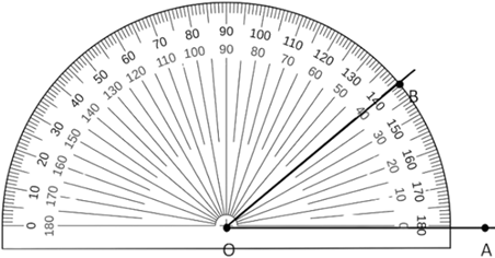 Số đo góc O, cạnh OA, OB (như hình bên) là: (ảnh 1)