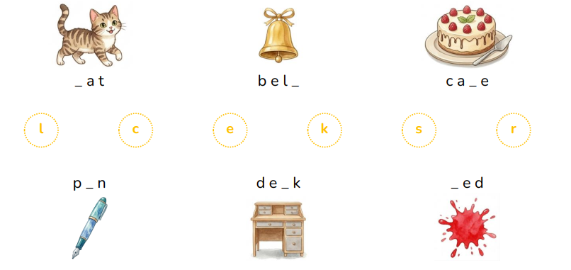 Match and write the letter. _ a t (ảnh 1)