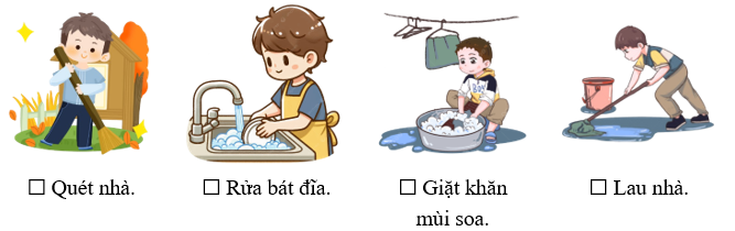 Đánh dấu ☑ vào các việc mà Cô-li-a đã làm để giúp đỡ mẹ. (ảnh 1)