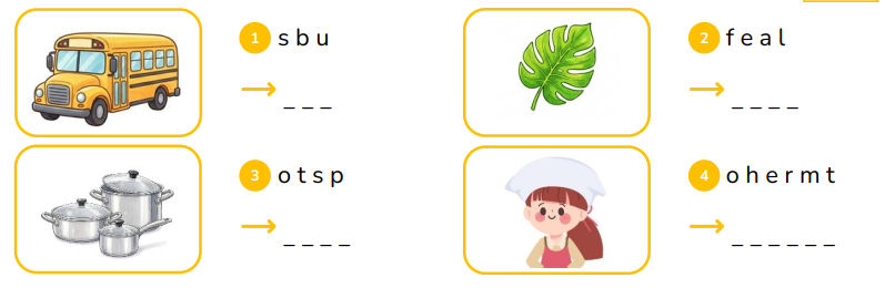 Reorder the letters. s b u _ _ _ (ảnh 1)