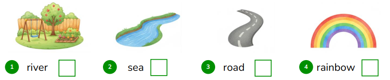 Look and tick (v) or cross (x). river sea (ảnh 1)