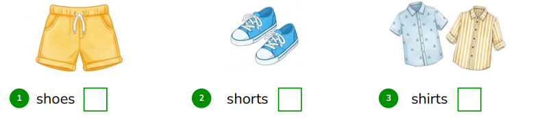 Look and tick (v) or cross (x). (ảnh 1)