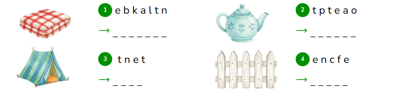 Reorder the letters.  e b k a l t n    _ _ _ _ _ _ _ (ảnh 1)