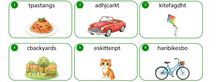 Find and circle the words.  tpastangs (ảnh 1)
